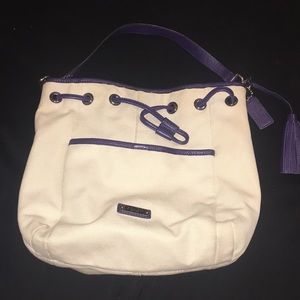 Blue and cream Coach bag
